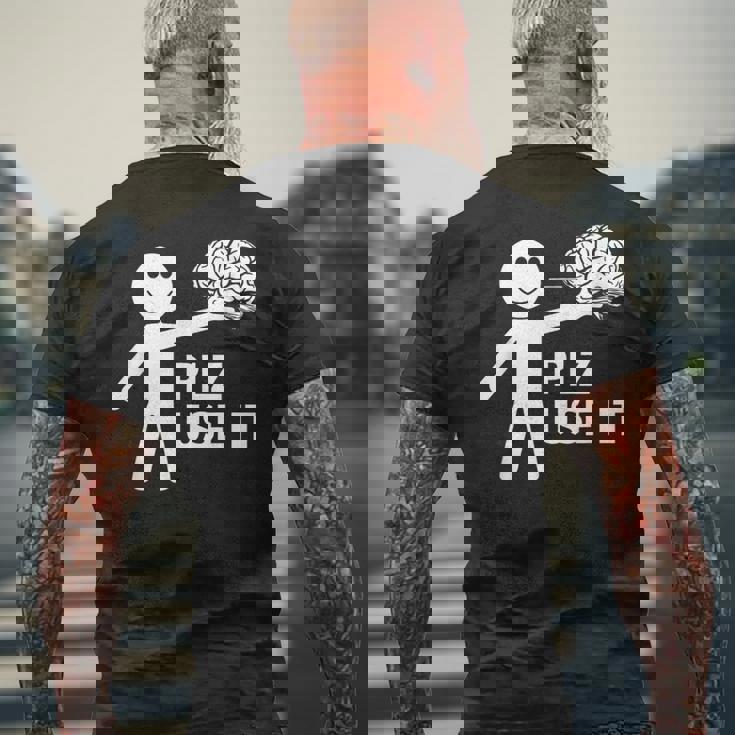 Plz Use Itarcatic Use Your Brain Cynicalays メンズTシャツ バックプリント 高齢者への贈り物