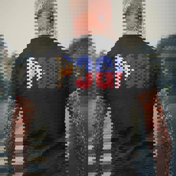 Pogi フィリピンのスラングとフィリピン国旗。 メンズTシャツ バックプリント 高齢者への贈り物