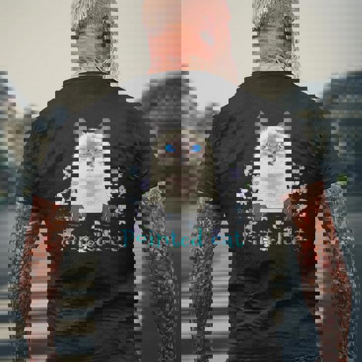 Pointed Cat 猫 ネコ シャム猫 ヒマラヤン トンキニーズ 花 レトロ ガーリー メンズ レディース キッズ メンズTシャツ バックプリント 高齢者への贈り物