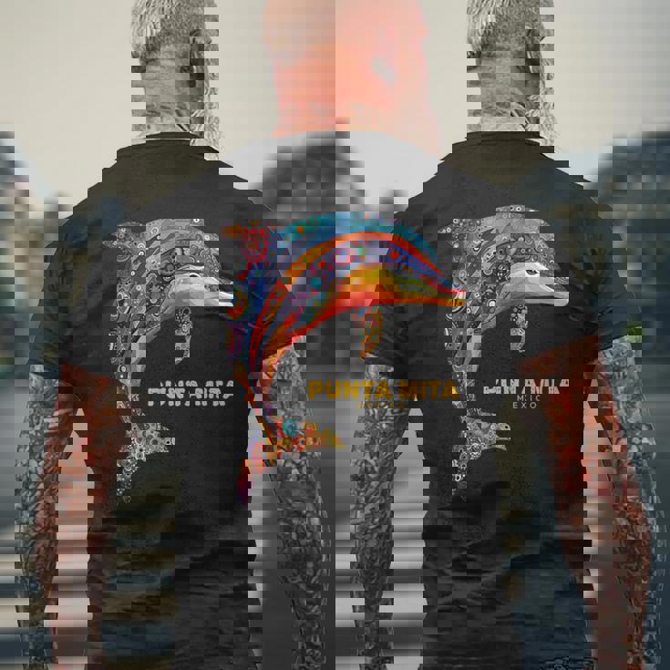 Punta Mita メキシコ バケーション ヴィンテージ トライバル イルカ メンズTシャツ バックプリント 高齢者への贈り物