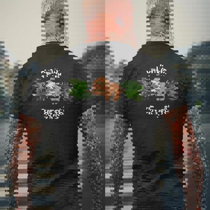 Puraida コスタリカ ナマケモノ リラックス メンズTシャツ バックプリント 高齢者への贈り物