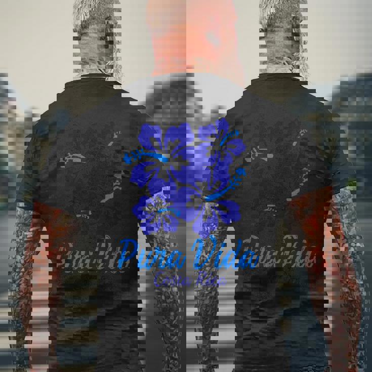 Puraida コスタリカ ブルー ハイビスカス メンズTシャツ バックプリント 高齢者への贈り物