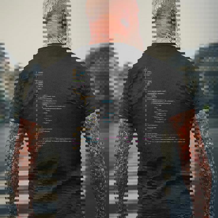 Python Php コード プログラミング プログラマー コンピューター ギーク メンズTシャツ バックプリント 高齢者への贈り物