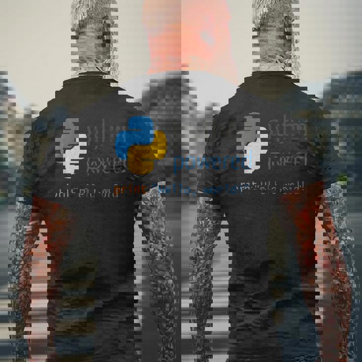 Pythonプログラマーティーコンピューター開発者 メンズTシャツ バックプリント 高齢者への贈り物