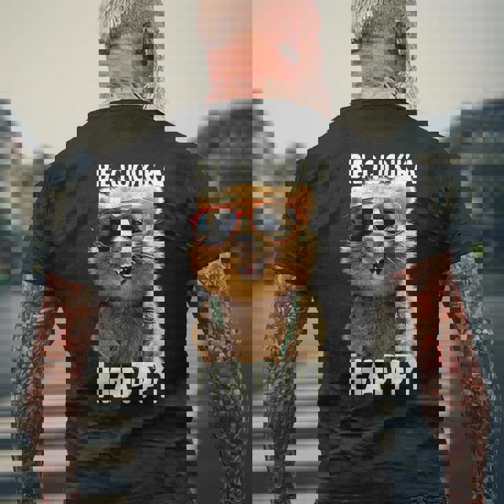 Be Quokka Happy クオッカ・ビー・クオッカ・ハッピー＆クオッカとスマイル メンズTシャツ バックプリント 高齢者への贈り物