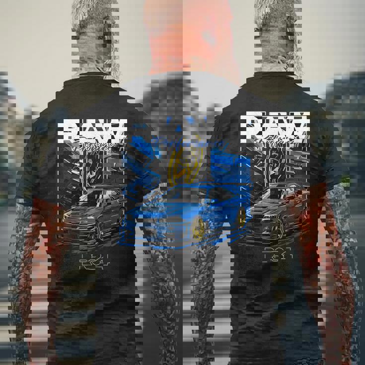 R34車 国産高性能車 ドリフトカー Gtr R34 メンズTシャツ バックプリント 高齢者への贈り物