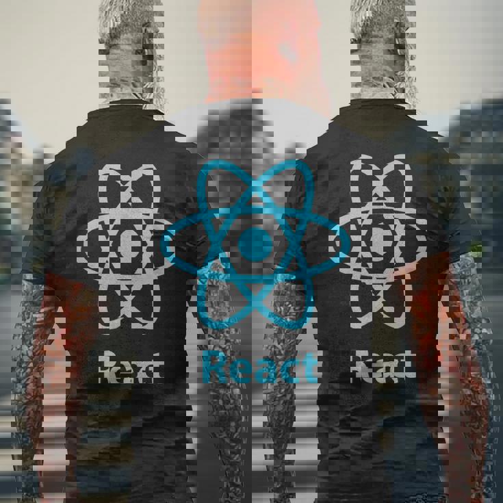 Reactjs ReactJs 公式ロゴ Javascript フレームワーク メンズTシャツ バックプリント 高齢者への贈り物