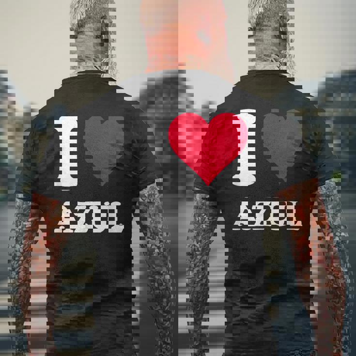 Red Heart I Love Azul メンズTシャツ バックプリント 高齢者への贈り物