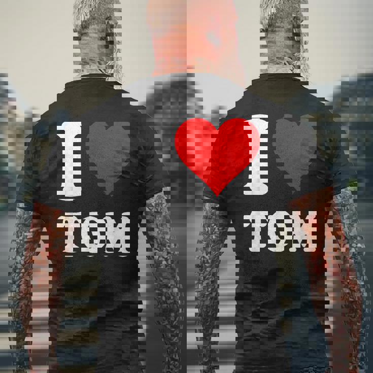 Red Heart I Love Tom メンズTシャツ バックプリント 高齢者への贈り物