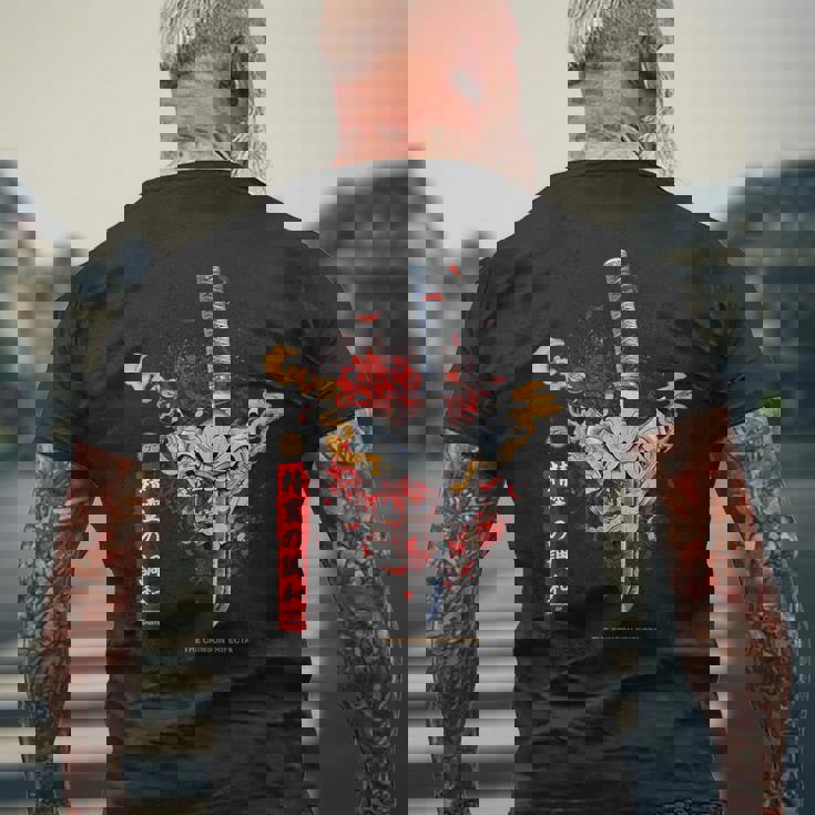 Redpider Lily And Japanese Anime Retro Oniamurai Mask メンズTシャツ バックプリント 高齢者への贈り物