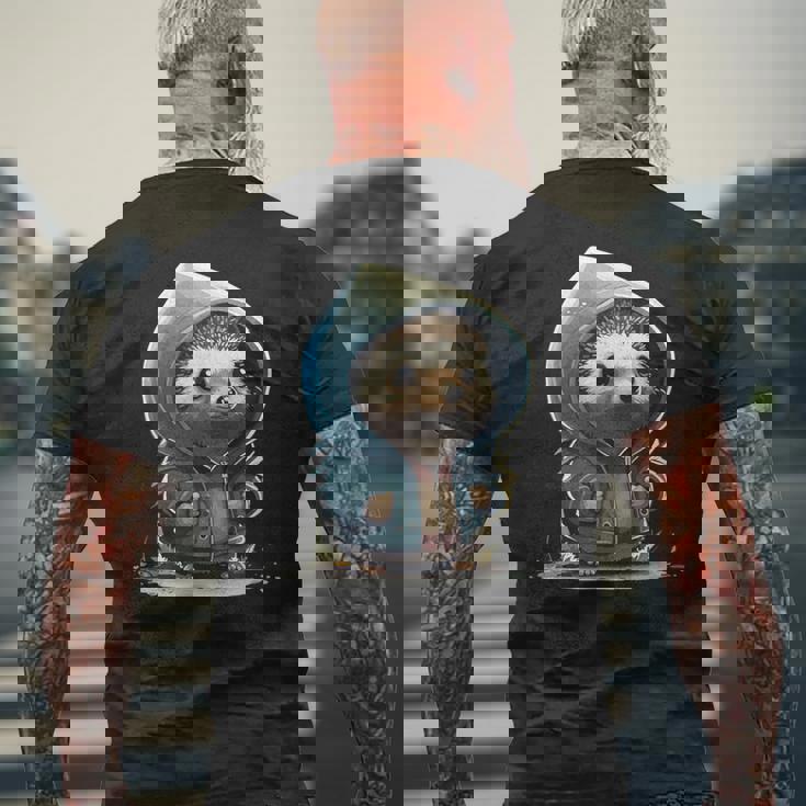 Retro Hedgehog レトロハリネズミ メンズTシャツ バックプリント 高齢者への贈り物