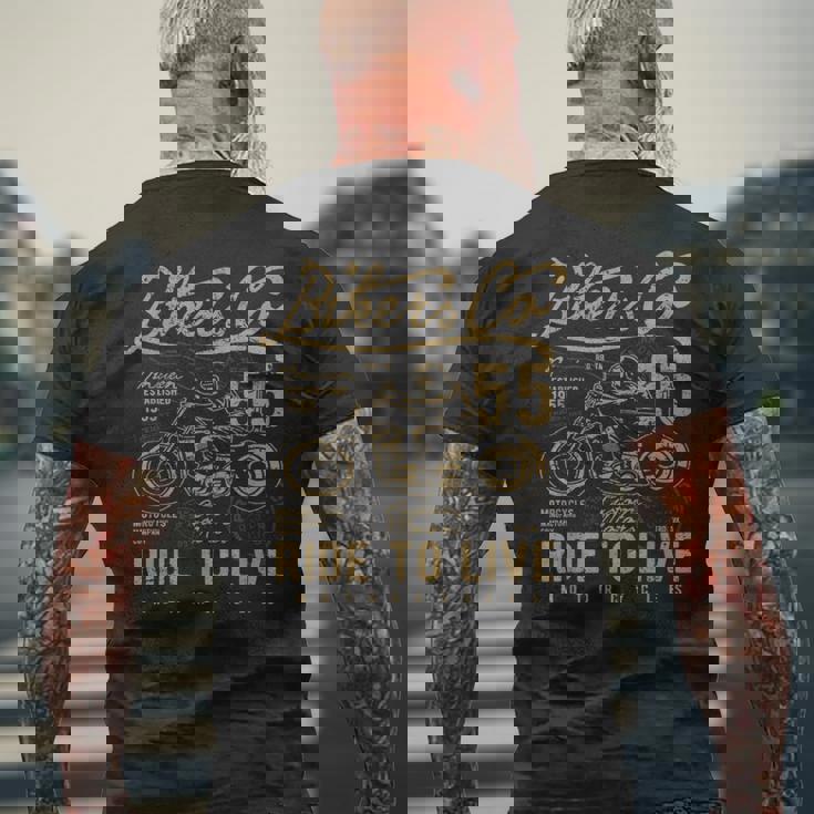 Ride To Live アンティーク風ビンテージレトロアメリカンバイク メンズTシャツ バックプリント 高齢者への贈り物