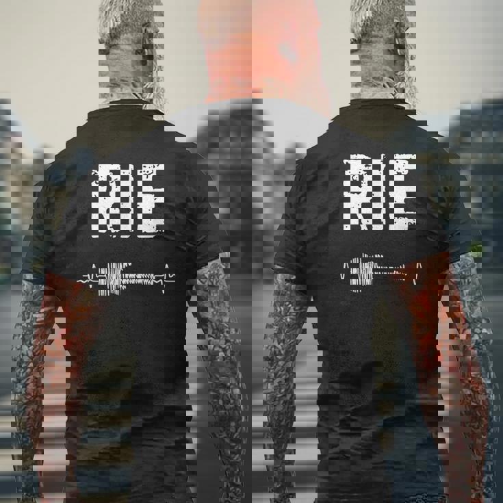 Rie ギター ハートビート 音楽 ギタリスト レトロ ヴィンテージ メンズTシャツ バックプリント 高齢者への贈り物