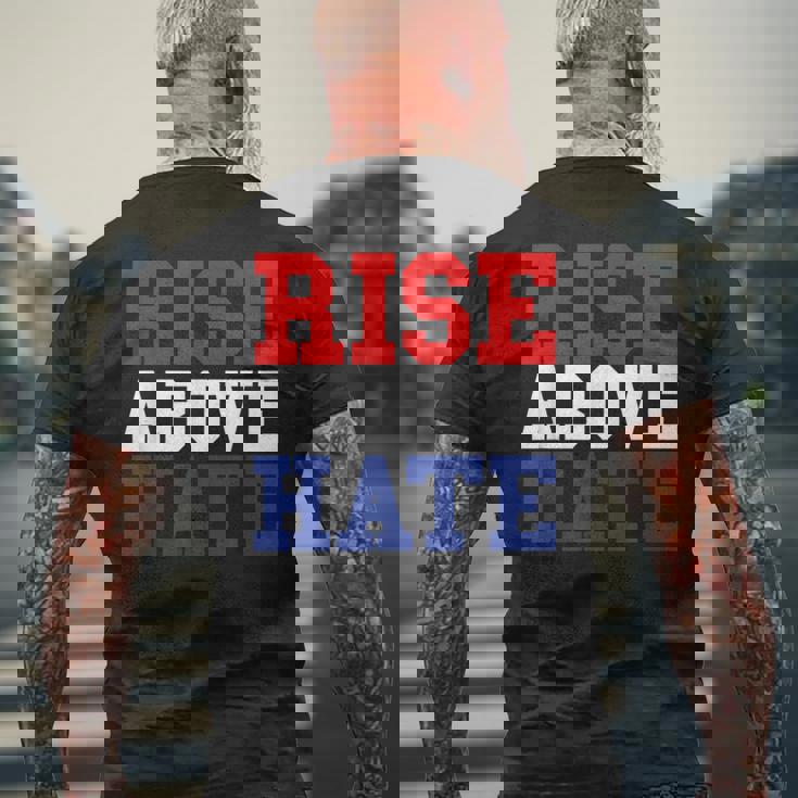 Rise Above Hate Red And Blue America メンズTシャツ バックプリント 高齢者への贈り物