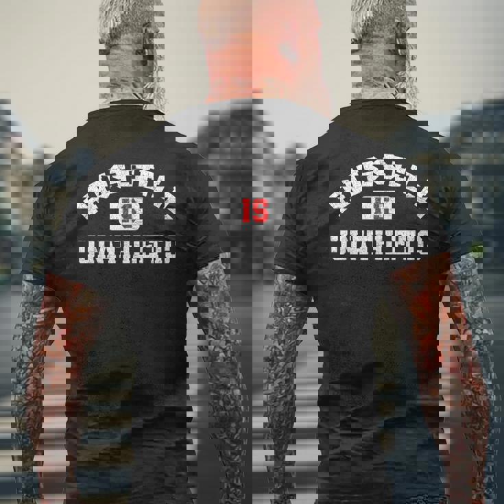 Russell Is Unathletic ユーモラスなアスリート プットダウン メンズTシャツ バックプリント 高齢者への贈り物