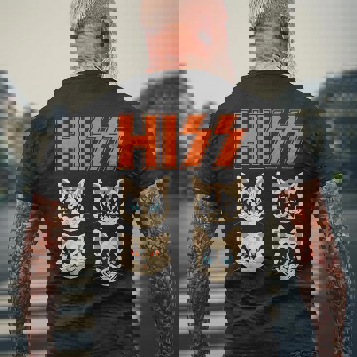 Hiss Cats ネコ Kittens ロックバンド Rock Rockin メンズTシャツ バックプリント 高齢者への贈り物