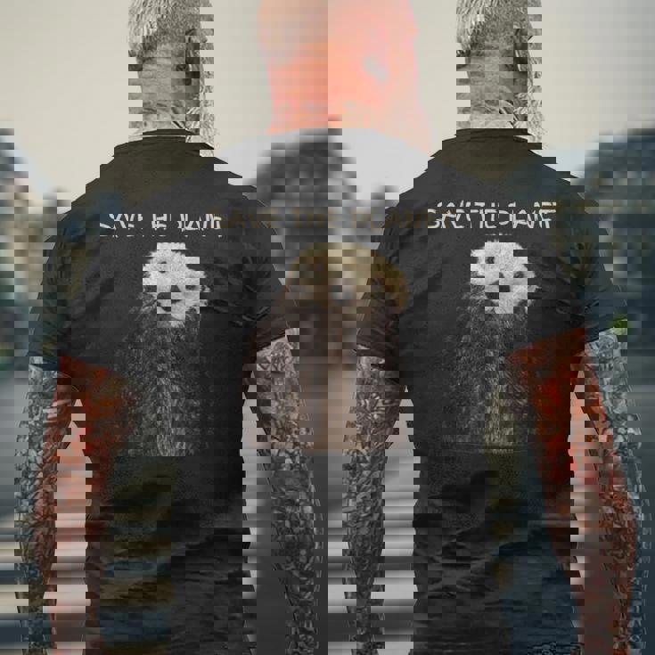 Save The Planet かわいいラッコ。 メンズTシャツ バックプリント 高齢者への贈り物