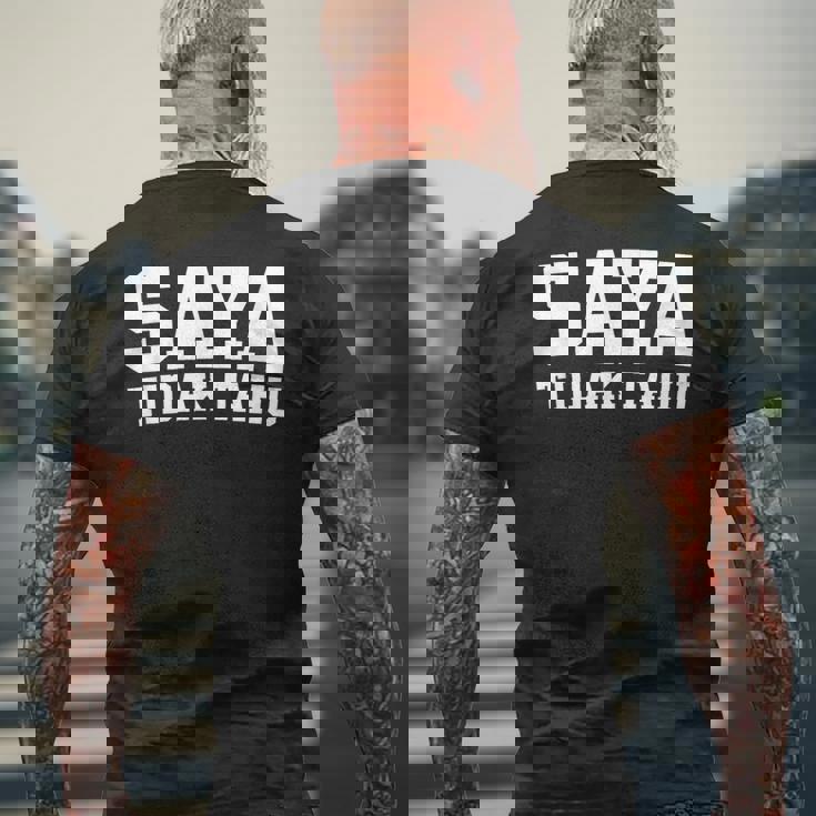 Saya Tidak Tahu インドネシアの学生 I Don't Know メンズTシャツ バックプリント 高齢者への贈り物