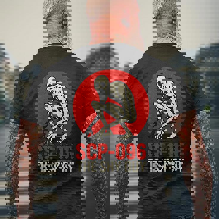 Scp-096 「シャイガイ」ホラーアートデザイン メンズTシャツ バックプリント 高齢者への贈り物