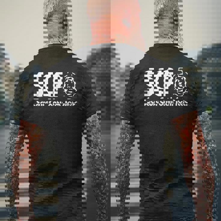 ScpecureContainProtect -Cp ファンデーション 2 メンズTシャツ バックプリント 高齢者への贈り物