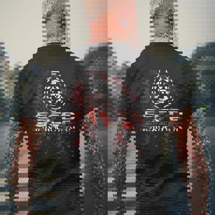 Scp、財団、血で メンズTシャツ バックプリント 高齢者への贈り物