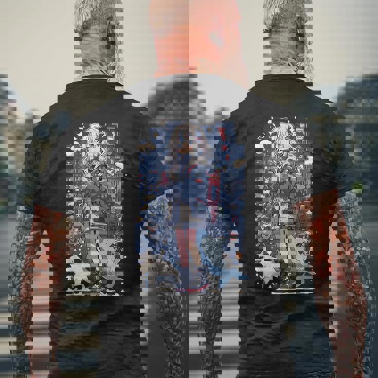 Shark Waifu 東京アニメ ワイフガール かわいい カワイイ 漫画 レトロ メンズTシャツ バックプリント 高齢者への贈り物