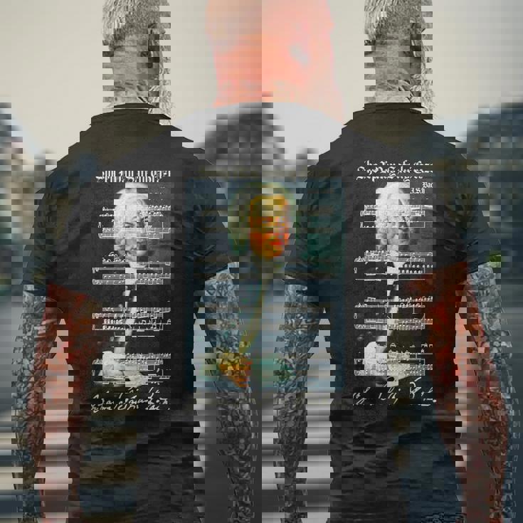 Sheep Mayafely Graze JS Bach Portrait &Ignature Music メンズTシャツ バックプリント 高齢者への贈り物