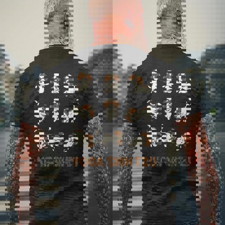 Shih Tzu ヨガシャツ シーズー ヨガポーズ 瞑想 メンズTシャツ バックプリント 高齢者への贈り物