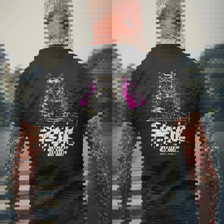 Sigma Phonk Edm Cat Dj Phonk Right Meow メンズTシャツ バックプリント 高齢者への贈り物
