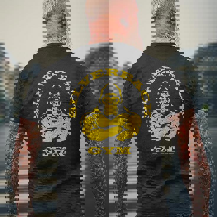 Silverback Gorilla Gym Apparel パワーリフティング、ストロングマン メンズTシャツ バックプリント 高齢者への贈り物