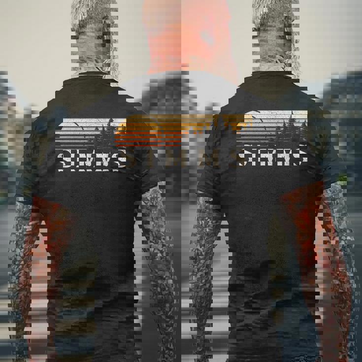 Simms Tx ビンテージ エバーグリーン サンセット 80年代 レトロ メンズTシャツ バックプリント 高齢者への贈り物