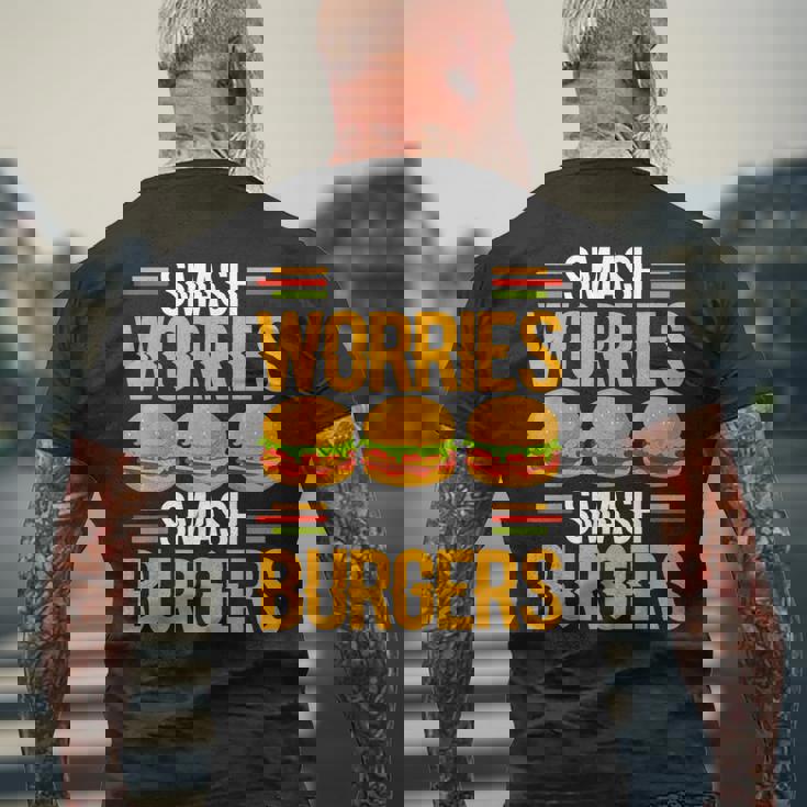 Smash Worriesmash Burgers tress Relief Quote メンズTシャツ バックプリント 高齢者への贈り物