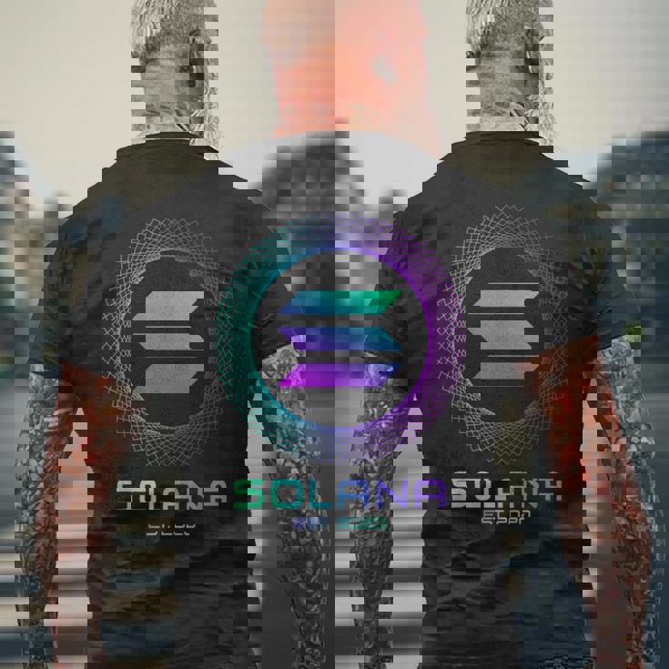 Solanaolコイン暗号ロゴブロックチェーン ソラナ メンズTシャツ バックプリント 高齢者への贈り物