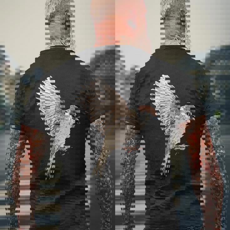 Sparrow-Spring-スズメ-春-自由-鳥-動物 メンズTシャツ バックプリント 高齢者への贈り物