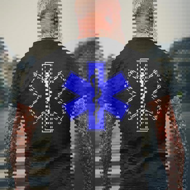 Star Of Life Rod Of Asclepius Emt Ems パラメディック メディック メンズTシャツ バックプリント 高齢者への贈り物