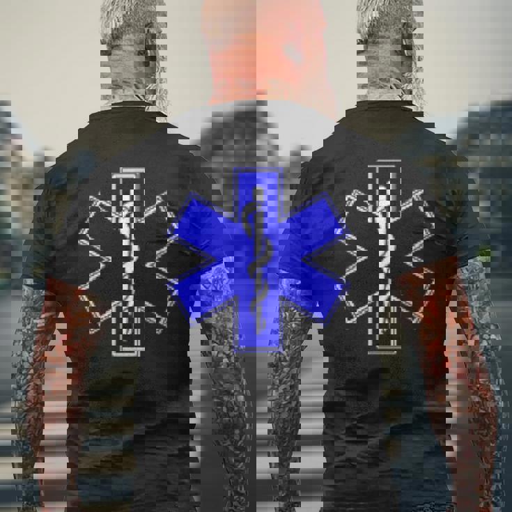 Star Of Life Rod Of Asclepius Emt Ems パラメディック メディック メンズTシャツ バックプリント 高齢者への贈り物