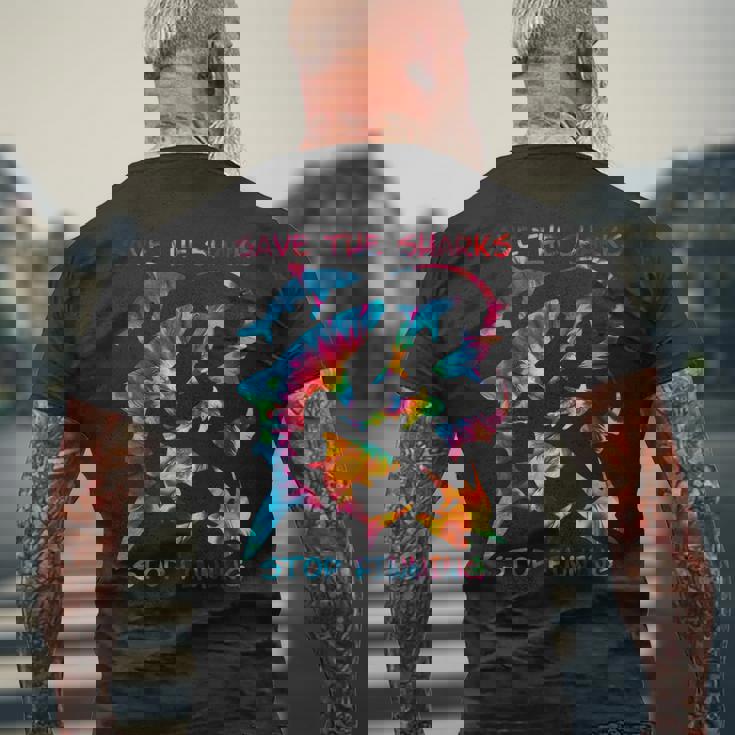 Stop Finning ジンベエザメ シュモクザメサメの種類タイダイ メンズTシャツ バックプリント 高齢者への贈り物