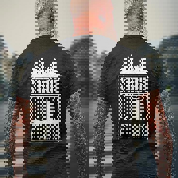 Straight Outta Atlanta 都市のシルエット メンズTシャツ バックプリント 高齢者への贈り物