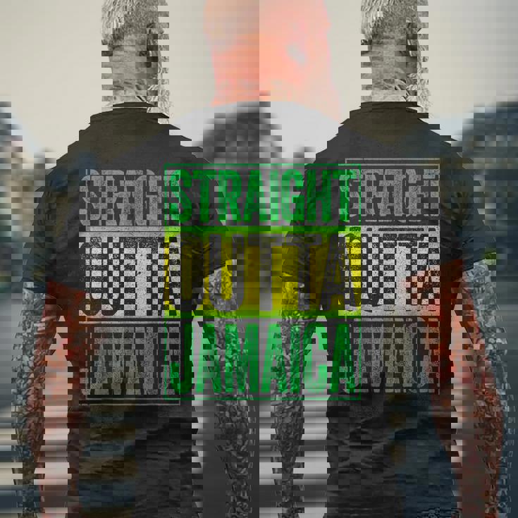 Straight Outta Jamaica ジャマイカ カリビアン レトロ レゲエ パーティー メンズTシャツ バックプリント 高齢者への贈り物