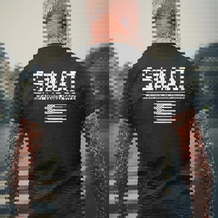 Swat スペシャル 武器と戦術警察WAT メンズTシャツ バックプリント 高齢者への贈り物