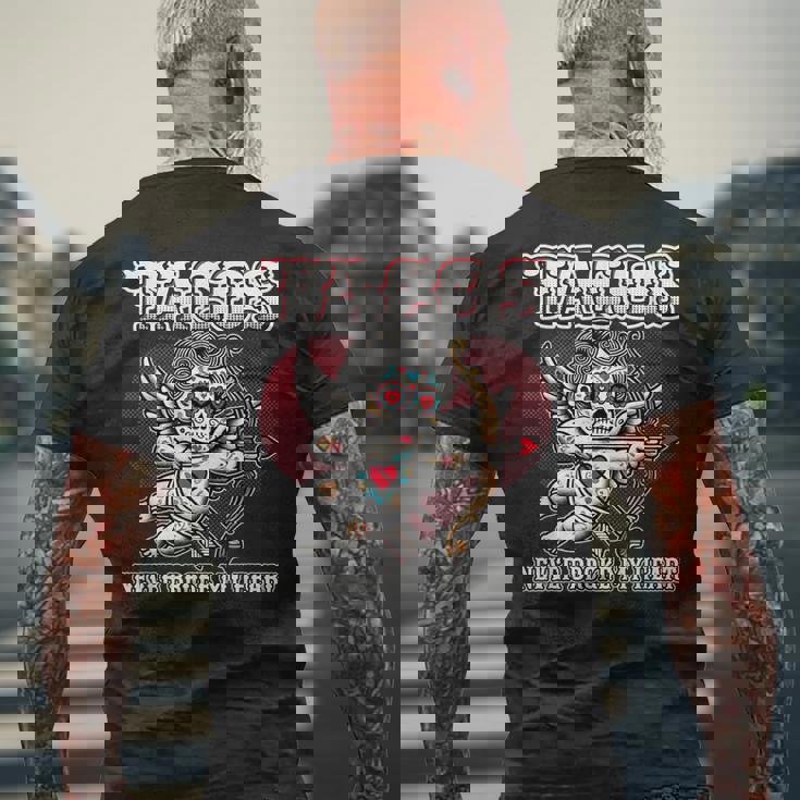 Taco Lovers バレンタインデー シュガースカル キューピッド メキシカンアート メンズTシャツ バックプリント 高齢者への贈り物