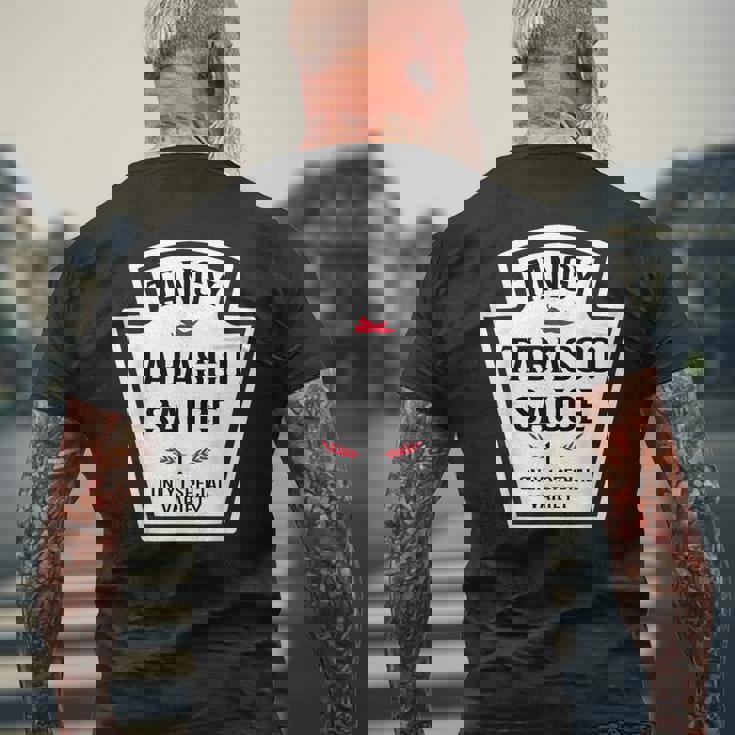 Tangy Tabasco ソースグループ 調味料ファミリーマッチング メンズTシャツ バックプリント 高齢者への贈り物