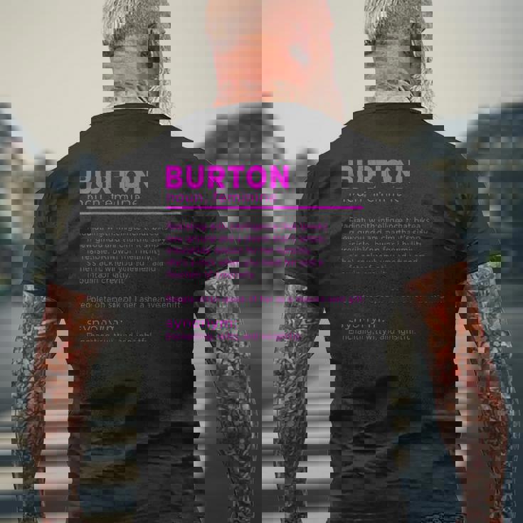 Team Burton 姓 誕生日や家族の集まりに メンズTシャツ バックプリント 高齢者への贈り物
