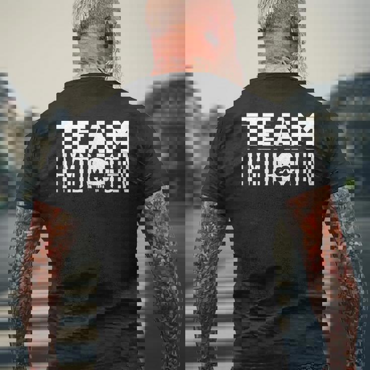 Team Hydrogenymbol H 燃料セル ハイブリッドカー クリーンエネルギー メンズTシャツ バックプリント 高齢者への贈り物