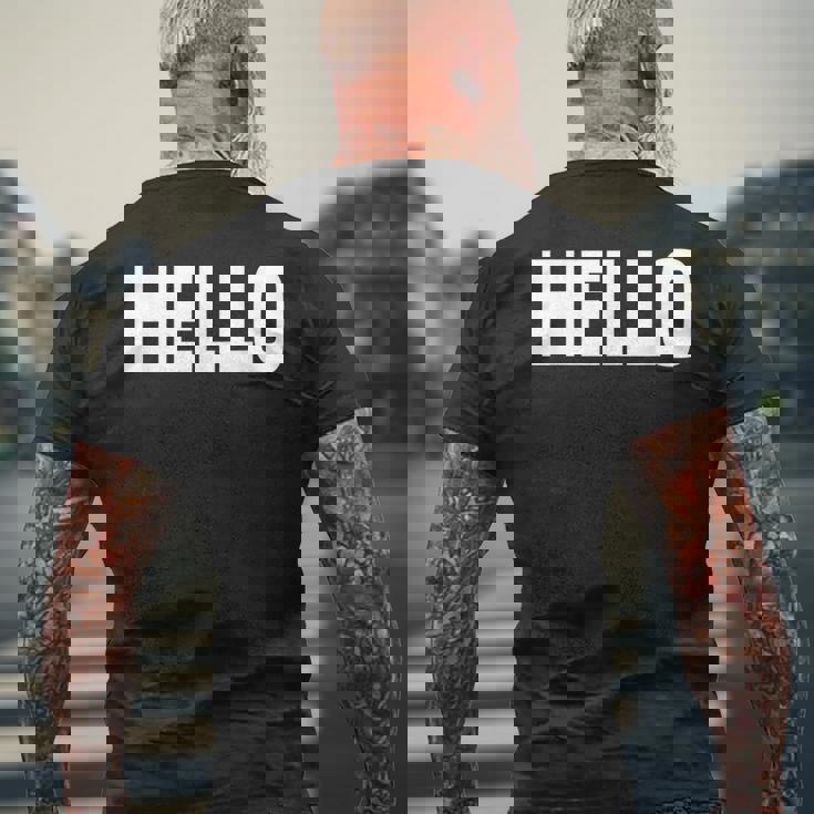 Thatays Hello シャツ こんにちはと言うデザイン メンズTシャツ バックプリント 高齢者への贈り物