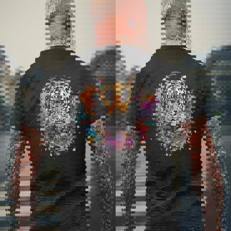 Tiger Dj テクノ アートワーク Edmミュージックヘッドフォン ビートメーカー メンズTシャツ バックプリント 高齢者への贈り物