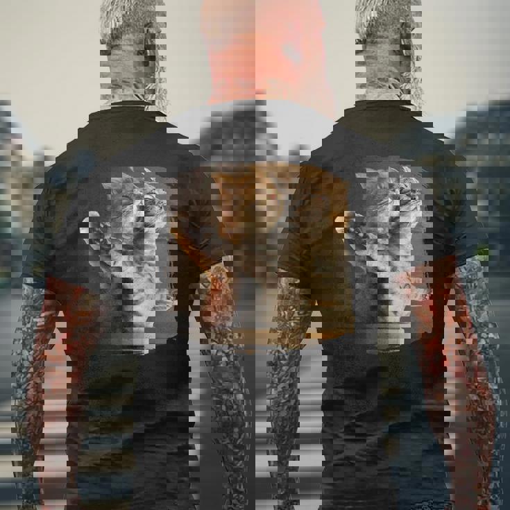 TitaniCムービーにインスパイアされた面白い猫好きのミーム。 メンズTシャツ バックプリント 高齢者への贈り物