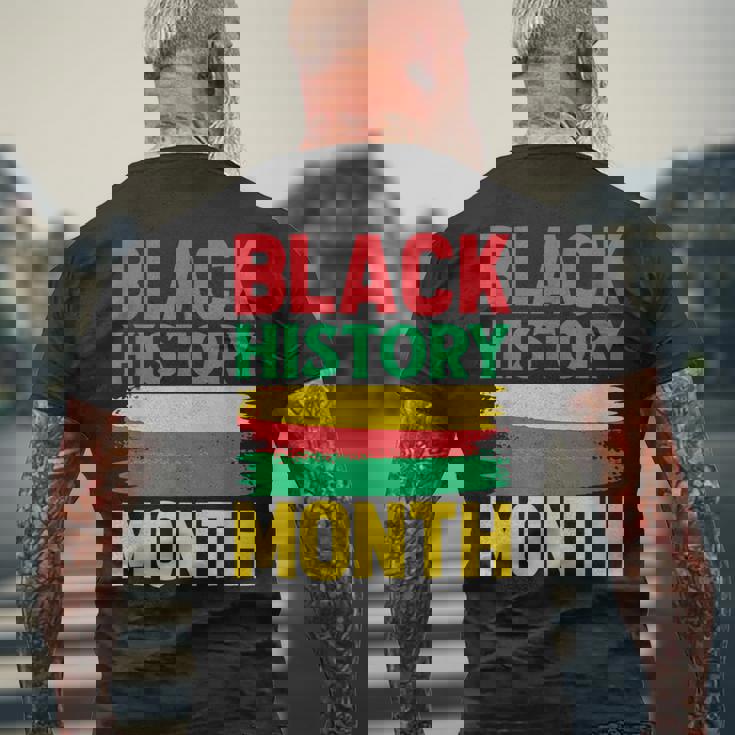 History Month ペイントブラシ ジューンティーンス ブラックヒストリー メンズTシャツ バックプリント 高齢者への贈り物