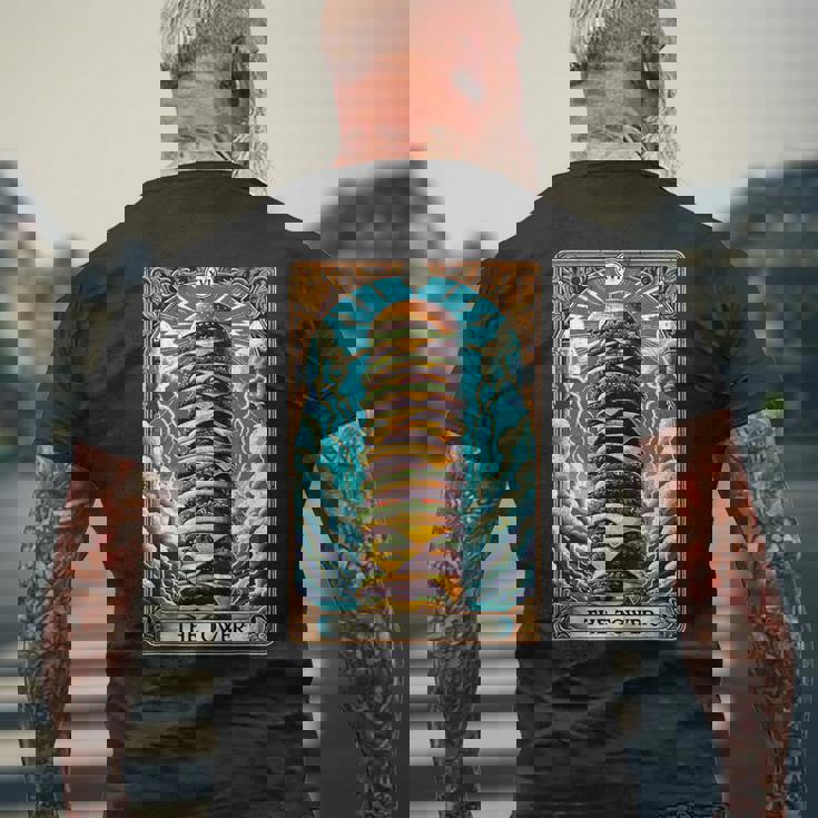 The Tower タロットカード バーガータワー ハンバーガー チーズバーガー メンズTシャツ バックプリント 高齢者への贈り物