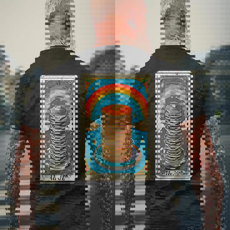 The Tower タロットカード パンケーキタワー 朝食愛好家 メンズTシャツ バックプリント 高齢者への贈り物